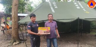 GUNAKAN JUKUNG, BPBD KABUPATEN BANJAR SASAR DUA DESA UNTUK DISRIBUSI LOGISTIK